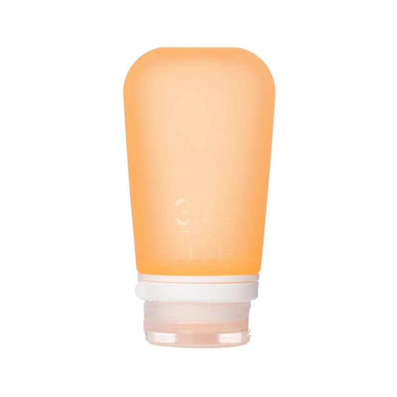 humangear GoToob+ (Large) | Refillable Silicone Travel Bottle | Locking Lid | Food-Safe Material | Orange, Large (3.4 fl.oz.; 100ml) - Image 1